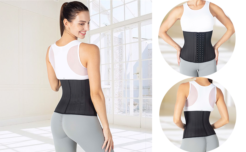 Waist Trainer for Women Corset Cincher Body Shaper Girdle Trimmer with Steel Bones Extender