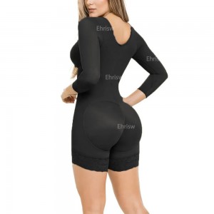 Langärmliger Bodysuit mit fester Kontrolle und hohem Rücken, für Damen, atmungsaktiver Bodysuit mit Kompressions-Fajas