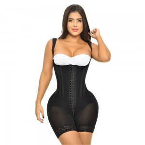 Fajas Colombianas Open-chest Sleeveless Adjustable Bodysuit with Bone High Compression Body Shaper Post Liposuction Shapewear