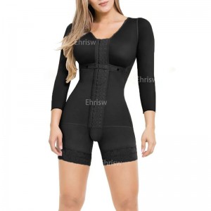 Langærmet bodysuit Fast kontrol med høj ryg Shapewear til kvinder Åndbar bodysuit Compression Fajas